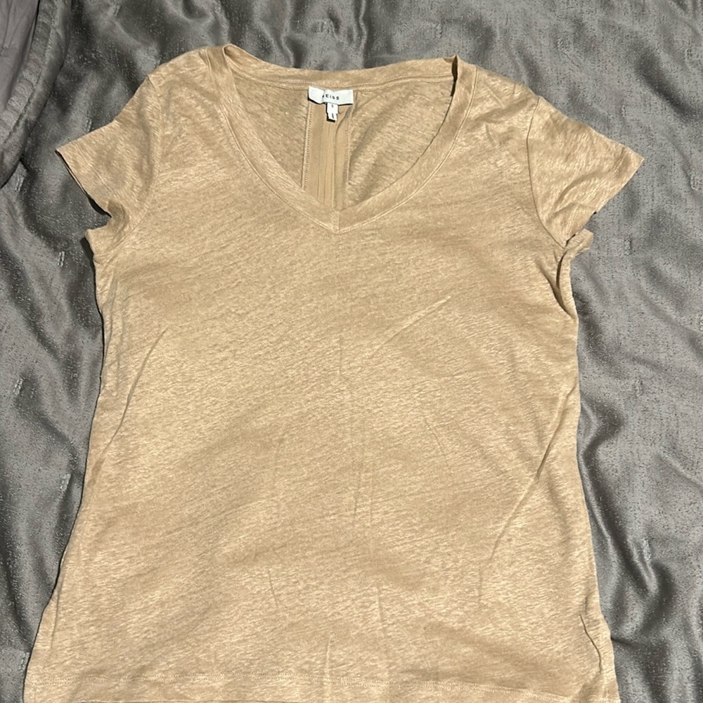 Reiss silk blend gold v-neck top